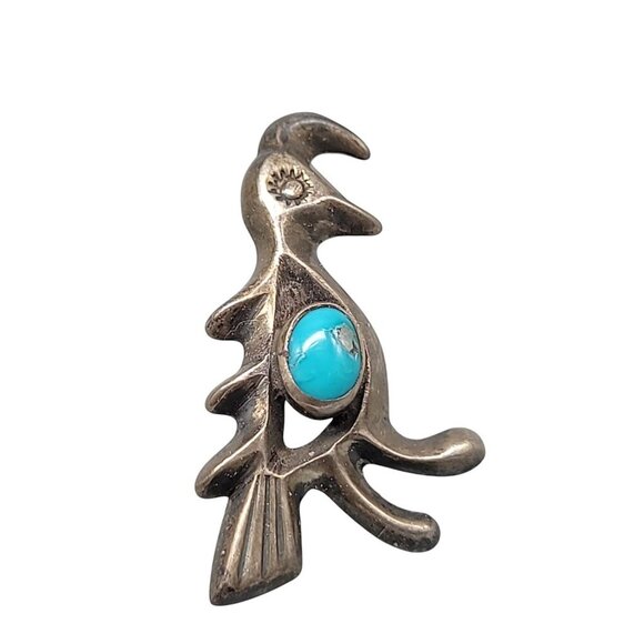 Felix Joe Sterling Silver Kokopelli Brooch Turquoise Stone Native American Pin - Picture 3 of 10